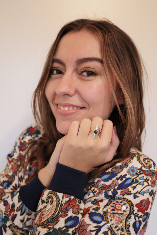 Bague dorée lapis-lazuli bijoux fait main Jolie Nénette