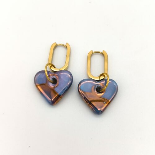 Boucles d’oreilles cœur bleu