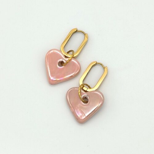 Boucles d&rsquo;oreilles cœur rose