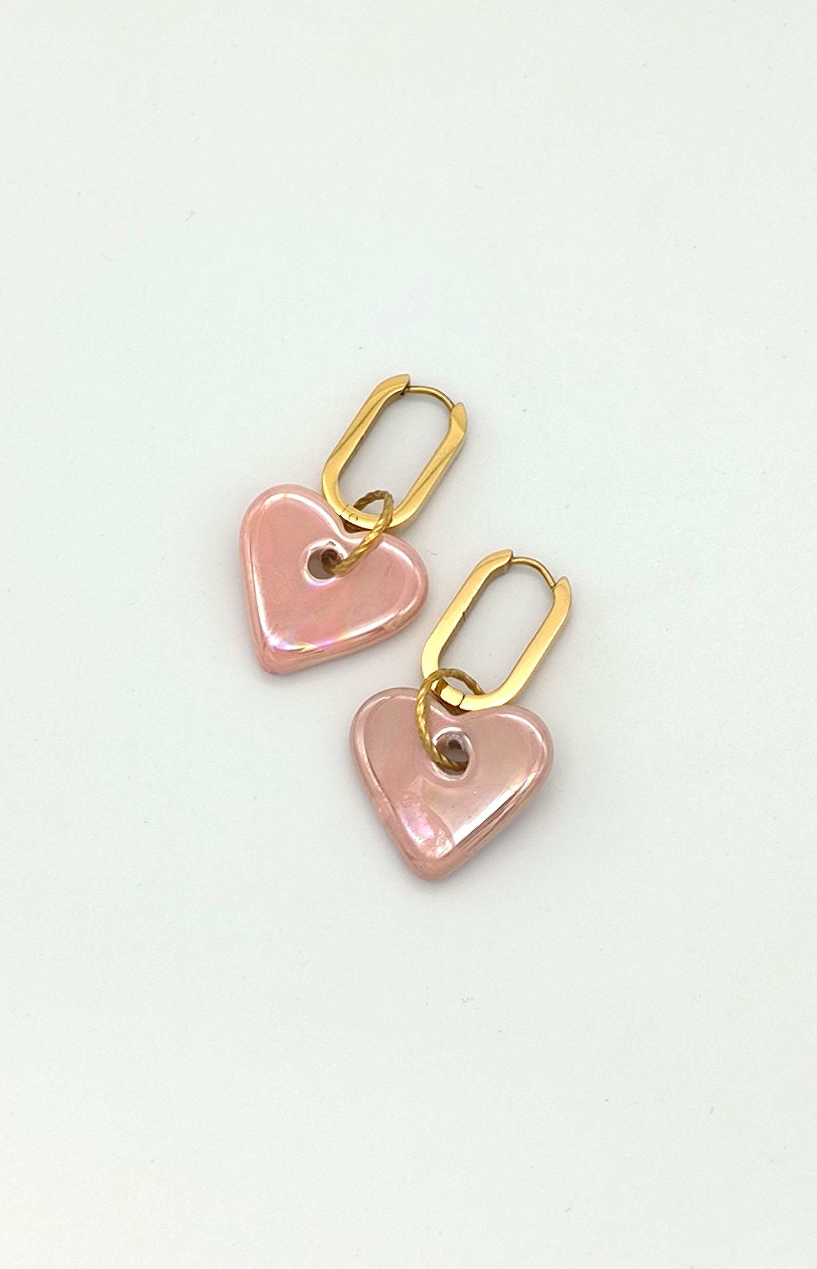 Boucles d'oreilles cœur rose